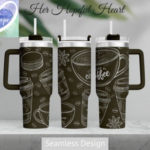Coffee Laser Engraved Tumbler Design, 40oz Tumbler Full Wrap, SVG, Laser File ONLY, Seamless Design, Tumbler Wrap for Laser Rotary