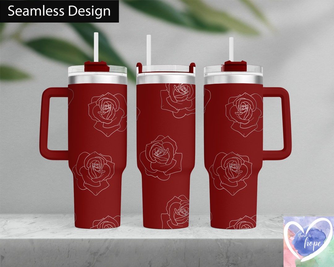 Rose Pattern Laser Engraved Tumbler Design Bundle, 40oz Tumbler Full ...