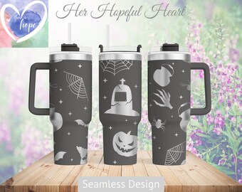 Diseño de vaso de Halloween grabado a láser, envoltura completa para vaso de 40 oz, SVG, solo archivo láser, diseño sin costuras, envoltura para vaso rotatorio láser
