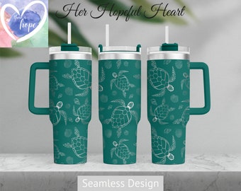 Schildkröten Laser graviertes Tumbler-Design, 40 Unzen Tumbler Full Wrap, SVG, NUR Laser-Datei, nahtloses Design, Tumbler Wrap für Laser Rollschneider
