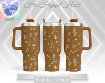 Design de copo gravado a laser Western Doodles, copo de 40 onças com envoltório completo, SVG, SOMENTE arquivo a laser, design sem costura, envoltório de copo para máquina rotativa a laser