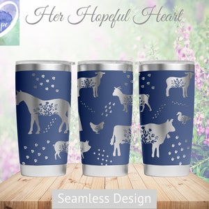 Farm Animals Laser Engraved Tumbler Design, 20&30oz Tumbler Full Wrap, SVG, Laser File ONLY, Seamless Design, Tumbler Wrap for Laser Rotary