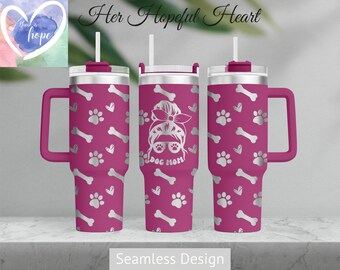 Diseño de vaso grabado a láser para mamá de perro, envoltura completa para vaso de 40 oz, SVG, solo archivo láser, diseño sin costuras, envoltura para vaso rotatorio láser