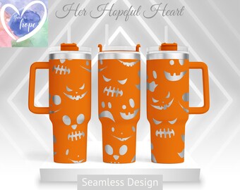Jack-O-Lantern lasergegraveerd ontwerp beker, 40oz beker volledige wrap, SVG, ALLEEN laserbestand, naadloos ontwerp, bekeromslag voor roterende laser
