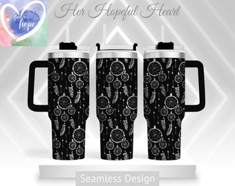Diseño de vaso de atrapasueños grabado a láser, envoltura completa para vaso de 40 oz, SVG, solo archivo láser, diseño sin costuras, envoltura para vaso rotatorio láser