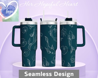 Coy Fisch Laser gravierte Becher Design, 40 Unzen Becher Full Wrap, SVG, NUR Laser-Datei, nahtloses Design, Tumbler Wrap für Laser Rollschneider