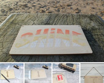 Summer Sunshine, Wooden Postcard, SHINE, Inspiration Sign, Hessian String to Display, Envelope to Post, Quote Sign, Beach Sign, Wooden Gift