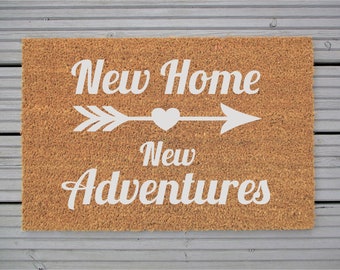 House Warming Door Mat 'New Home New Adventures' FREE UK POSTAGE New Home Gift Welcome Mat Adventure Decor Couple Gift  First Home Gift