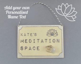 Reversible Meditation Space Sign PERSONALISED Name, Take Time to Reflect, FREE UK Postage, Wood Wall Art, Meditation Room, Spiritual Gift