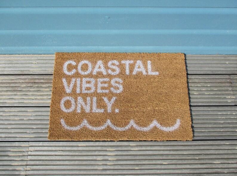 Beach Door Mat 'coastal Vibes Only' FREE UK POSTAGE Natural Coir Beach House Seaside Mat