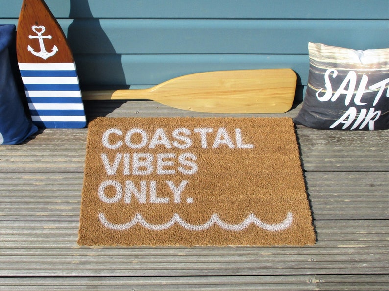Beach Door Mat 'coastal Vibes Only' FREE UK POSTAGE Etsy