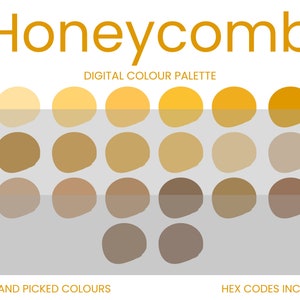 Paleta de cores digitais Honeycomb | Paleta de cores da marca | Códigos HEX de cores | Download instantâneo