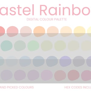 Pastel Rainbow Digital Colour Palette | Brand Colour Palette | Colour HEX Codes | Instant Download