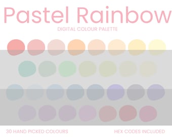 Pastel Rainbow Digital Colour Palette | Brand Colour Palette | Colour HEX Codes | Instant Download