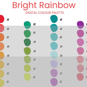 Bright Rainbow Digital Colour Palette Brand Colour Palette Colour HEX Codes Instant Download image 2