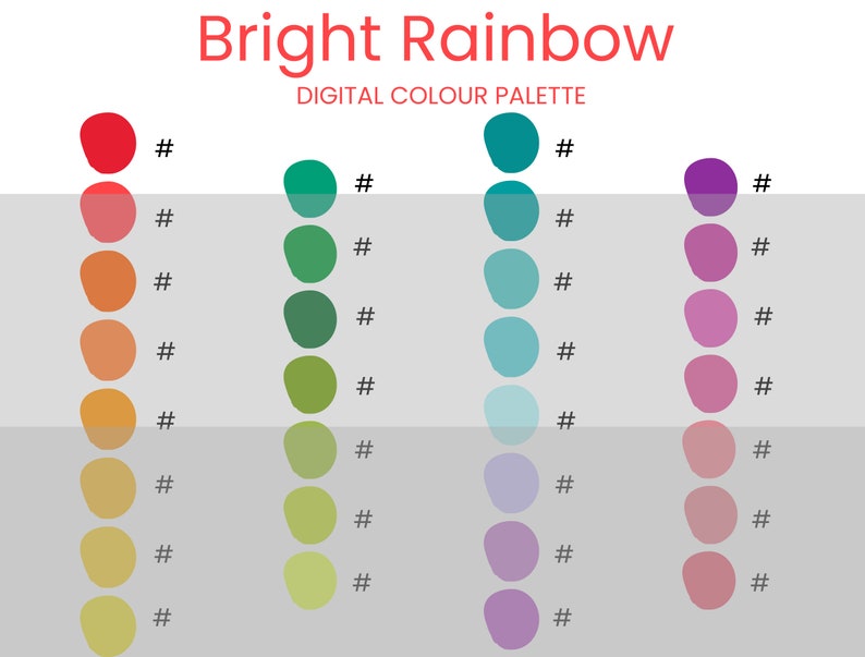 Bright Rainbow Digital Colour Palette Brand Colour Palette Colour HEX Codes Instant Download image 2