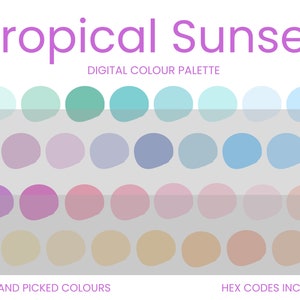 Tropical Sunset Digital Colour Palette Brand Colour Palette Colour HEX Codes Instant Download image 1