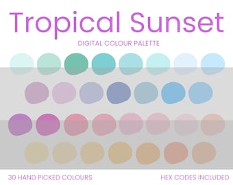 Tropical Sunset Digital Colour Palette | Brand Colour Palette | Colour HEX Codes | Instant Download