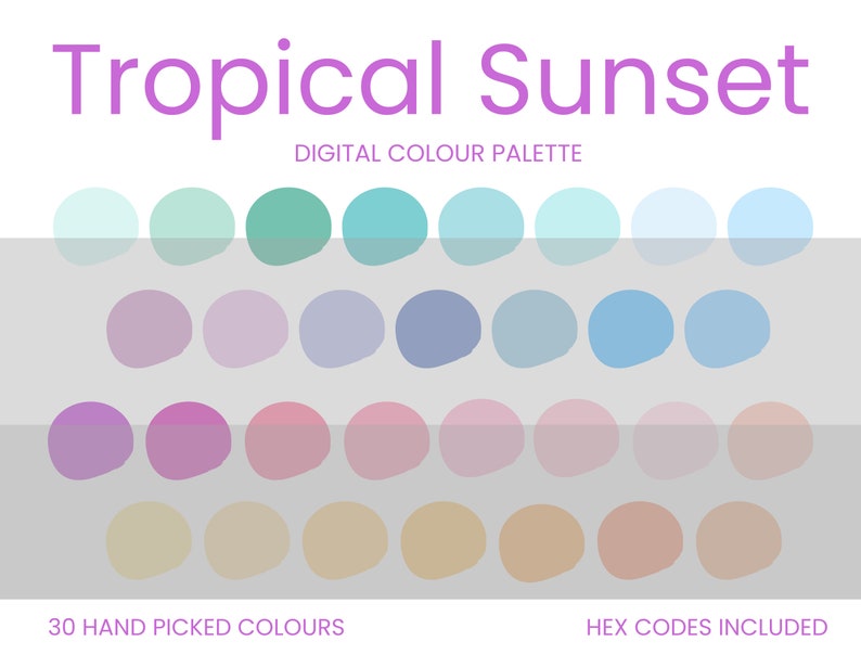 Tropical Sunset Digital Colour Palette Brand Colour Palette Colour HEX Codes Instant Download image 1