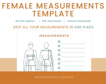 Female Body Measurements Template for Sewing | Body Chart | PDF download