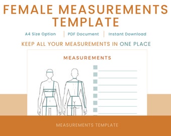 Female Body Measurements Template for Sewing | Body Chart | PDF download