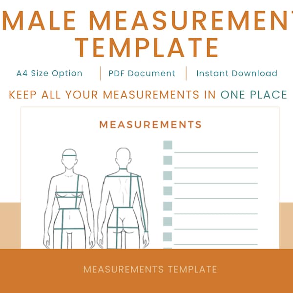 Female Body Measurements Template for Sewing | Body Chart | PDF download