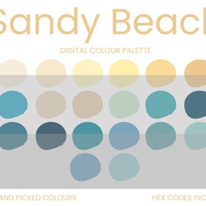 Sandy Beach Digital Colour Palette | Brand Colour Palette | Colour HEX Codes | Instant Download