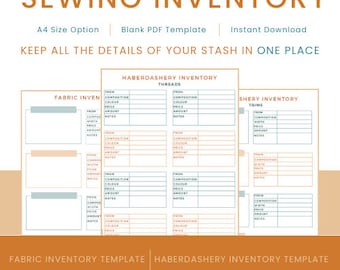 Sewing Inventory | Fabric Inventory | Sewing Organiser | Fabric Swatch Template | PDF download
