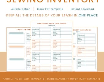 Sewing Inventory | Fabric Inventory | Sewing Organiser | Fabric Swatch Template | PDF download