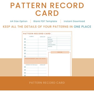 Patroonrecordkaart | Organisator voor naaipatronen | PDF-download