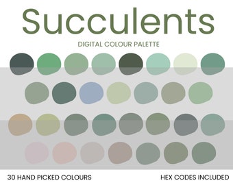 Succulents Digital Colour Palette | Brand Colour Palette | Colour HEX Codes | Instant Download