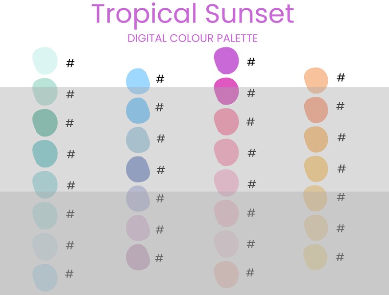 Tropical Sunset Digital Colour Palette Brand Colour Palette Colour HEX Codes Instant Download image 2