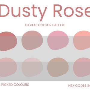 Dusty Rose Digital Colour Palette | Brand Colour Palette | Colour HEX Codes | Instant Download