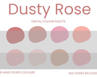 Dusty Rose Digital Colour Palette | Brand Colour Palette | Colour HEX Codes | Instant Download