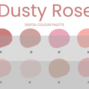 Dusty Rose Digital Colour Palette | Brand Colour Palette | Colour HEX ...