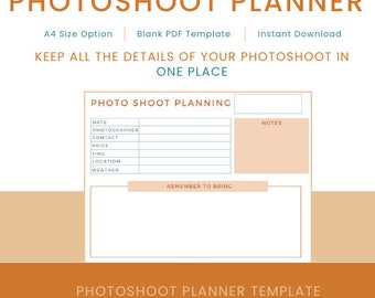 Photoshoot Planner | Cosplay Shoot Organiser | PDF download