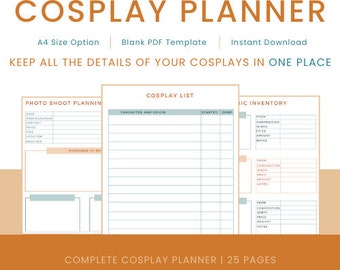 Cosplay Planner | Cosplay Organiser | Costume | Digital Cosplay Planner | PDF Download
