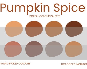 Pumpkin Spice Digital Colour Palette | Brand Colour Palette | Colour HEX Codes | Instant Download