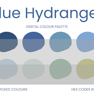 Blue Hydrangea Digital Colour Palette | Brand Colour Palette | Colour HEX Codes | Instant Download