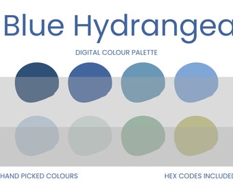 Blue Hydrangea Digital Colour Palette | Brand Colour Palette | Colour HEX Codes | Instant Download