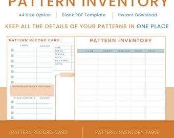 Pattern Organiser Bundle | Sewing Pattern Organiser | Pattern Record Card | Blank Template | PDF download