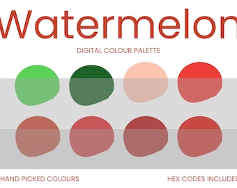 Watermelon Digital Colour Palette | Brand Colour Palette | Colour HEX Codes | Instant Download
