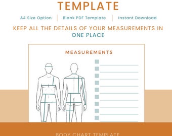 Male Body Measurement Template for Sewing | PDF download