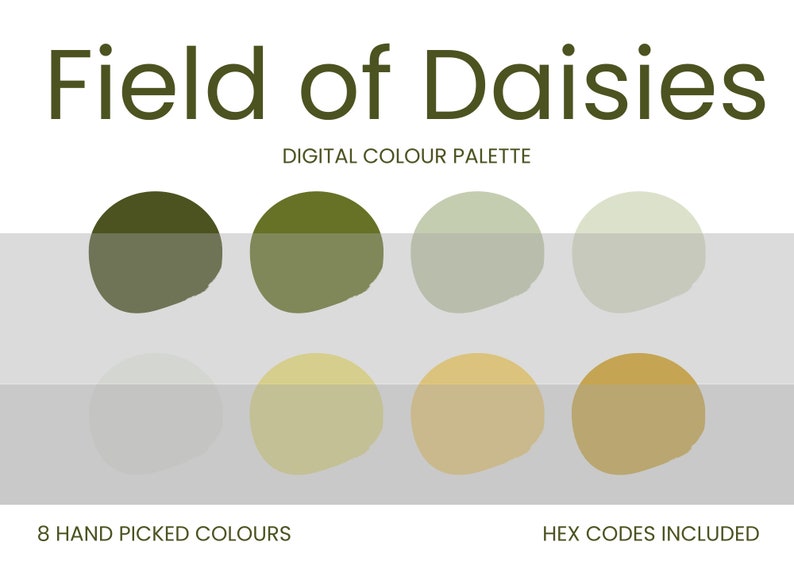Field of Daisies Digital Colour Palette Brand Colour Palette Colour HEX Codes Instant Download image 1