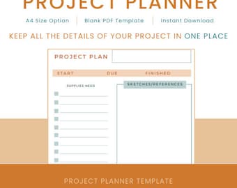 Project Planner Template | Craft Planner | Project Journal | Craft Journal | PDF Download