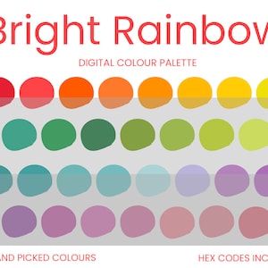 Bright Rainbow Digital Colour Palette Brand Colour Palette Colour HEX Codes Instant Download image 1