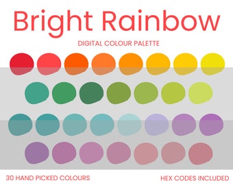 Bright Rainbow Digital Colour Palette | Brand Colour Palette | Colour HEX Codes | Instant Download