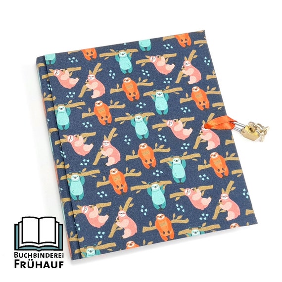 Diary With Lock Lockable Diary Sloths Etsy