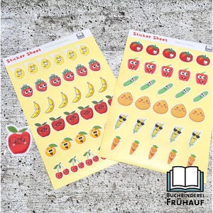 Foglio di adesivi Foglio di adesivi Frutta sfacciata e verdure dolci, adesivi di carta o adesivi in vinile