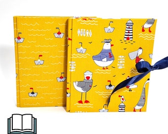 Diary notebook poetry album friends book funny seagulls ducks lighthouse or paper boat